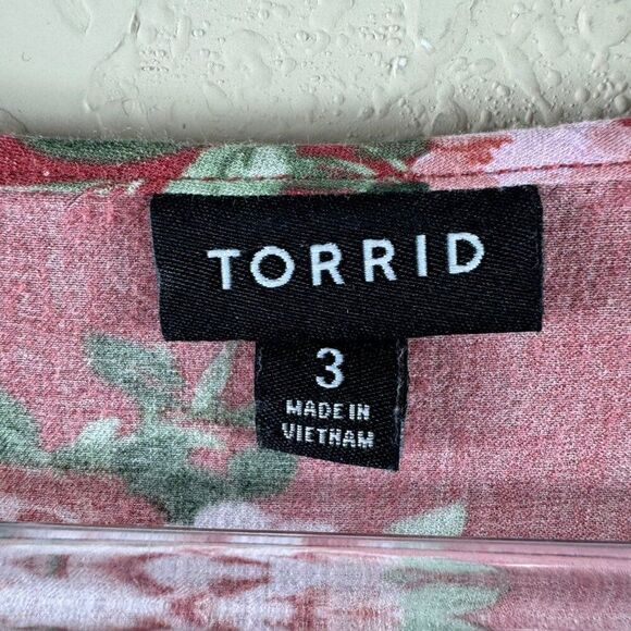 Torrid Mini Challis Button-Front Dress Terracotta Red Floral Rayon Size 3X - Picture 9 of 12
